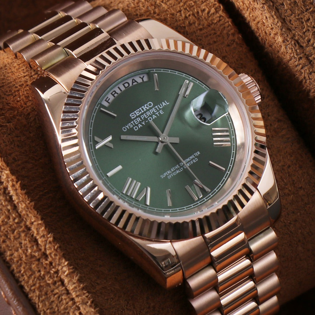 Day Date Rose Gold Green Dial