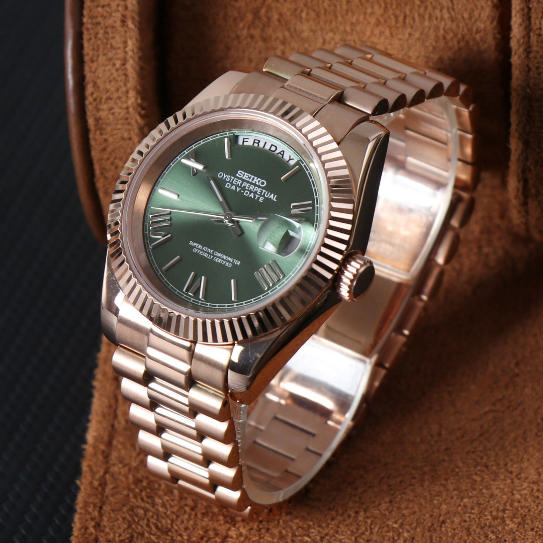 Day Date Rose Gold Green Dial