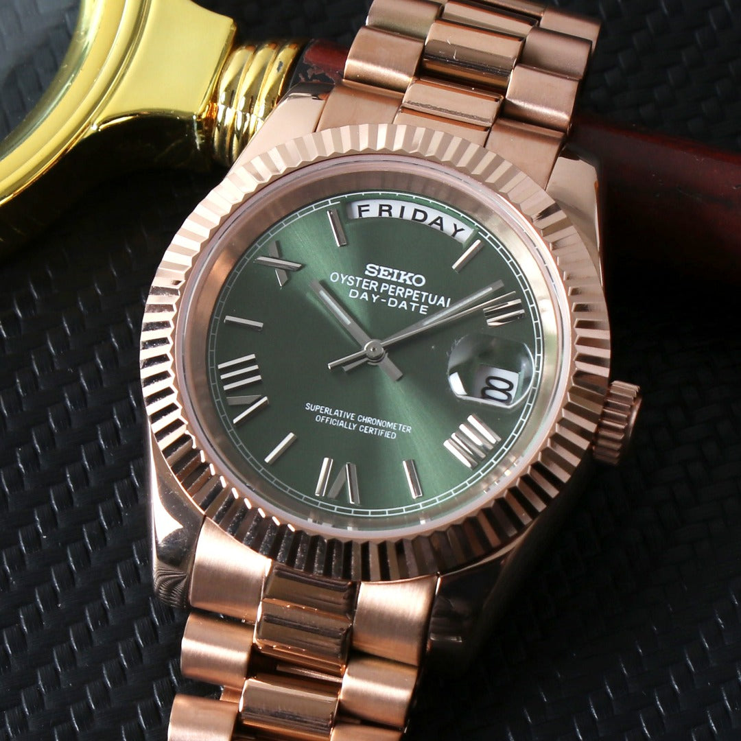 Day Date Rose Gold Green Dial